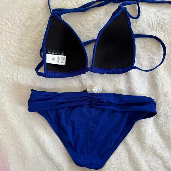 La Blanca Bikini 4 Gathered Blue Swimsuit 2 Piece Set Bathing Suit S/M - Picture 4 of 8